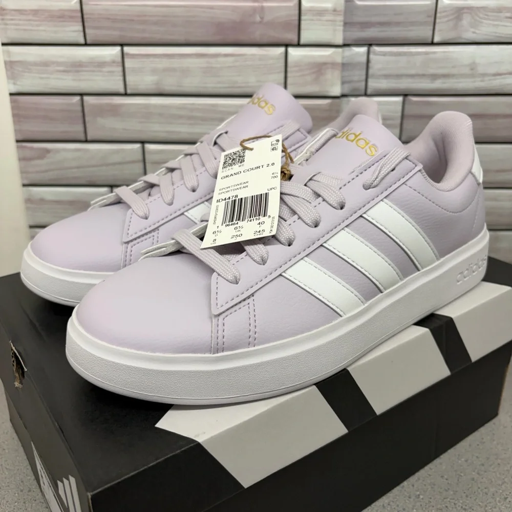 New Adidas Vl Court 2.0 Cloudfoam comfort Purple /White size 8 Women’s - Picture 2 of 9
